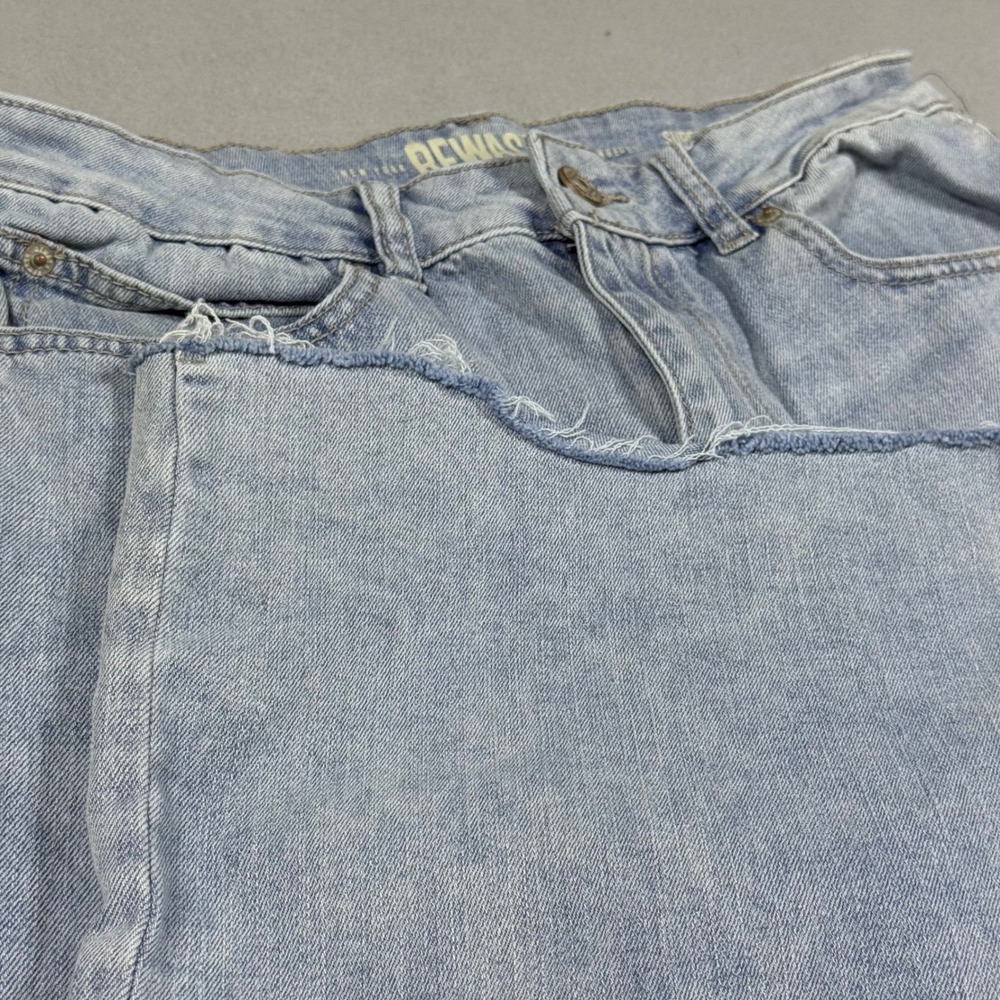 Rewash Super High Rise Vintage Wide Leg Jeans Light Wash Raw Hem Womens 7/28